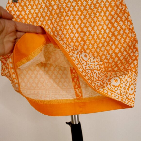 Sz 00- J. Crew Fctry Stretch Orange Boho Pattern Zip Up Mini Skirt with Pockets - Picture 4 of 8